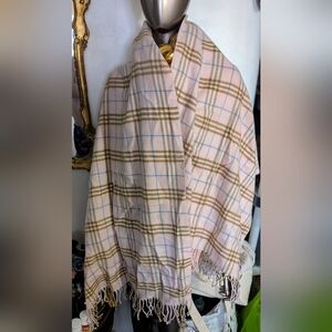 Burberry Light Pink Nova Check Cashmere Scarf XXL ( 72"L x 27"W )